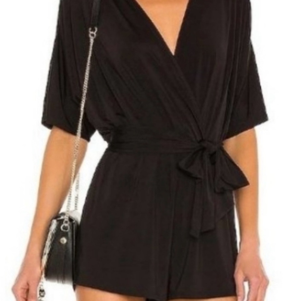 Lovers & Friends Black Wrap Romper